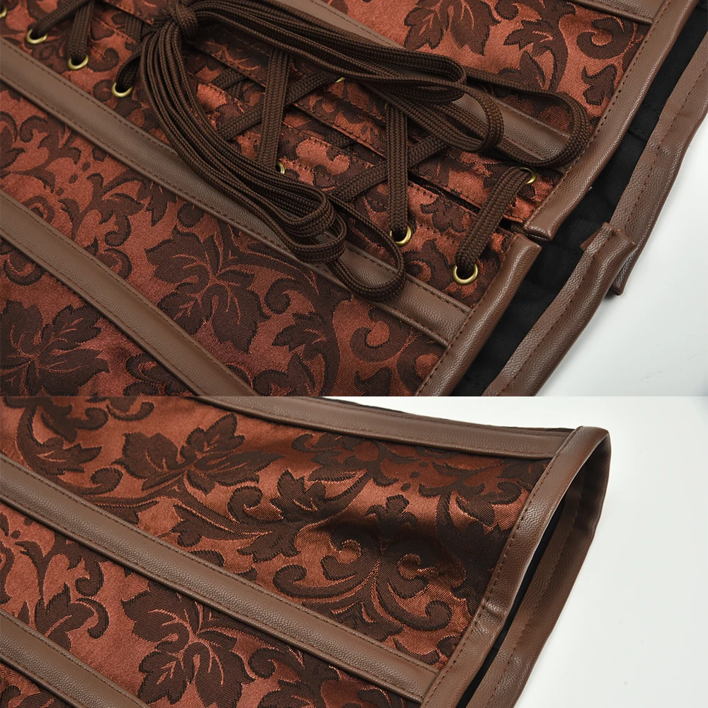 Коричневые стимпанк стальные косточки со шнуровкой сзади сексуальное колесо