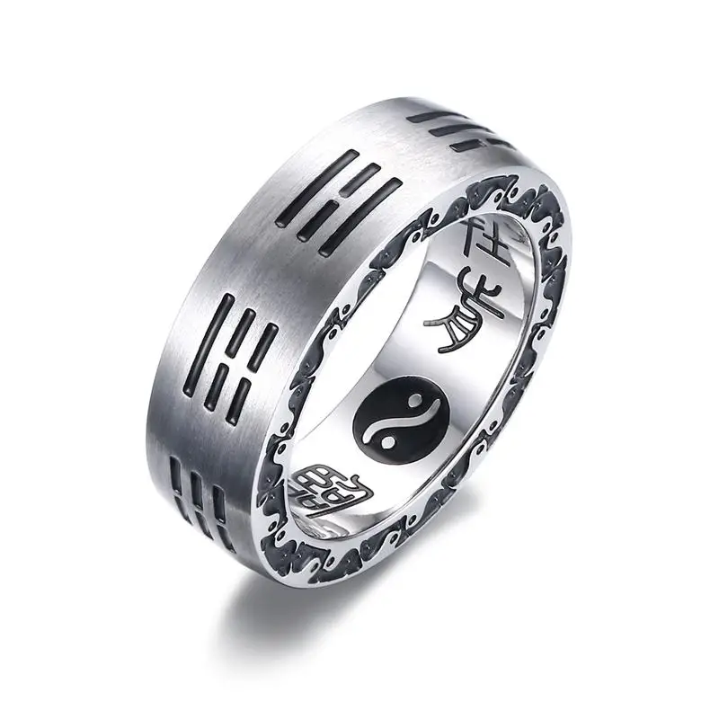 Мужские кольца из нержавеющей стали в китайском стиле Taoist Tai Chi Bagua Lucky Prayer Ring