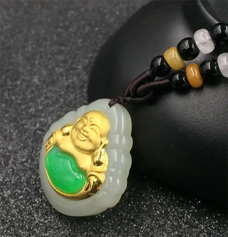 Новое ювелирное изделие новый дизайн скидка 2018 золотой кулон Будды нефрита