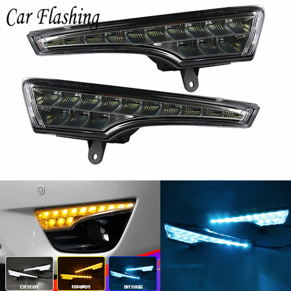 1 пара, Автомобильный светодиодный DRL дневные ходовые огни для Nissan Altima Teana 2013, лампа, бампер, противотуманный светильник, лампа для стайлинга вождения