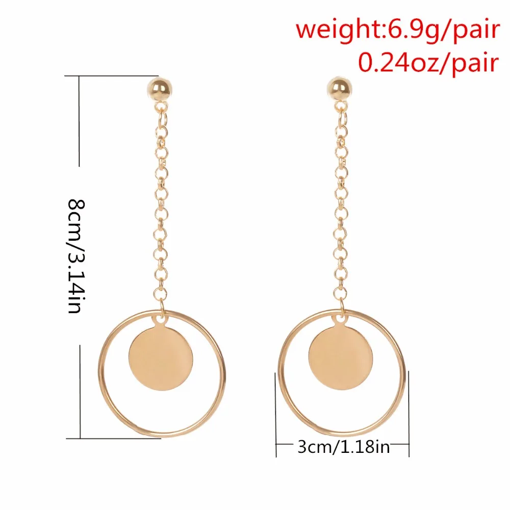 MESTILO Vintage Geometric Gold Color Big Round Circle Coins Long Dangle Earrings For Women Boho Fashion boucle d'oreille Jewelry |