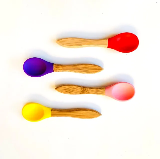 4pcs Spoon Горячие продажи кормления бамбуковые Силиконовые Детские тренировочные ложки с пластиной и чашей бамбуковая силиконовая присоска детская тарелка - Цвет: 4pcs Spoon