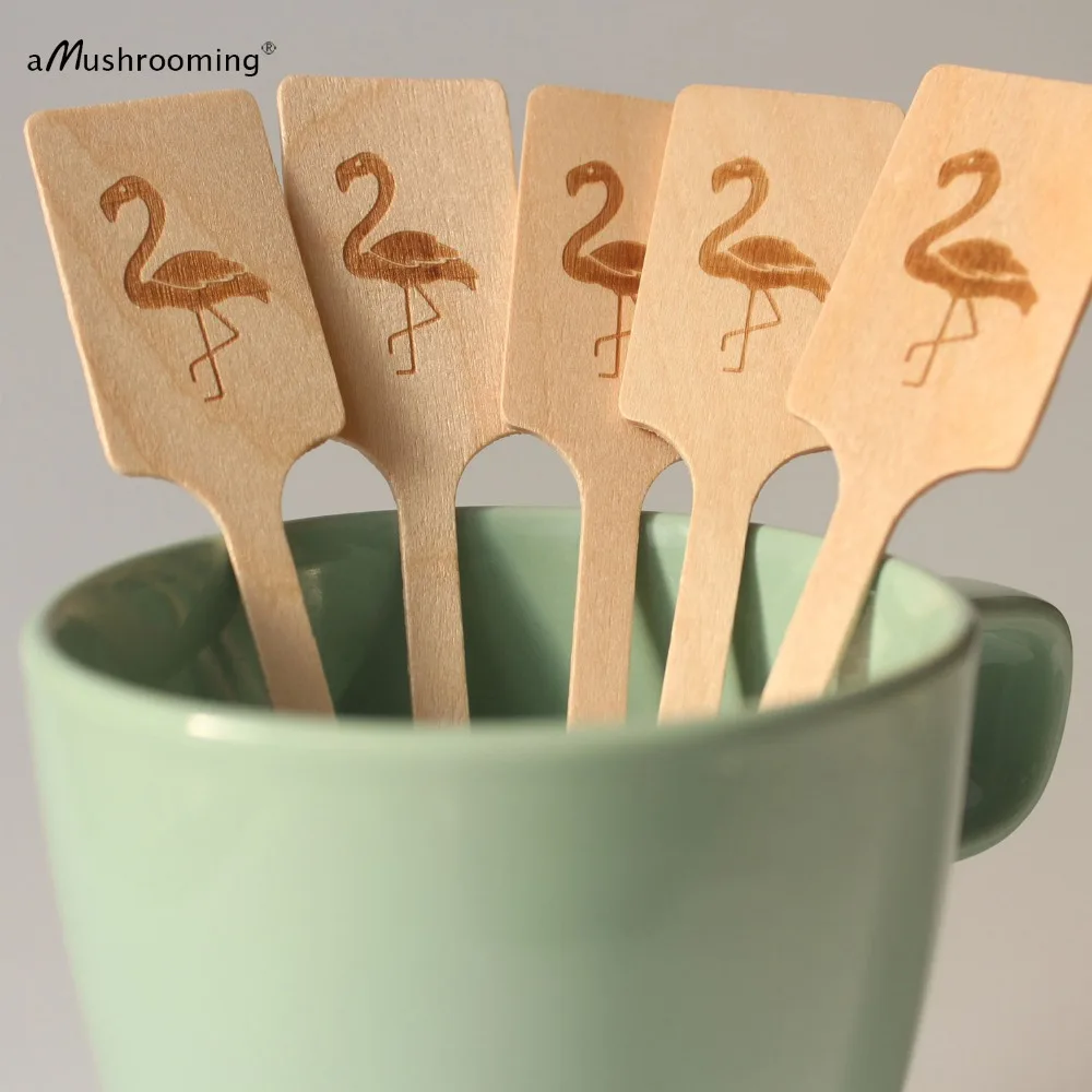 X100 палочки с гравировкой на заказ мордочкой фламинго декоративные для напитков