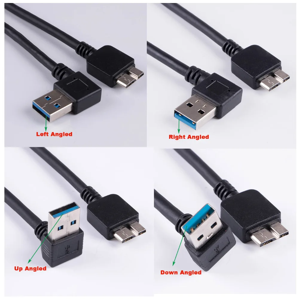 Кабель USB 3 0 под углом 90 градусов вверх вниз влево вправо тип А папа к Micro B кабелям