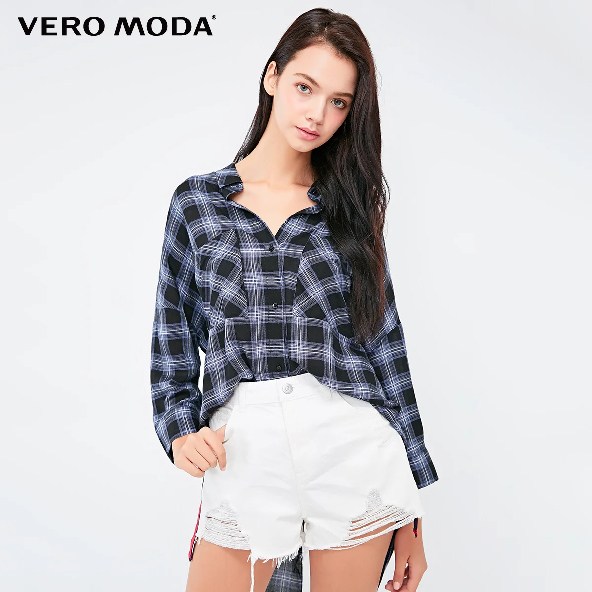 Vero Moda Новая женская Свободная рубашка с открытыми плечами и завязками на спине с завязками на 3/4 рукавом | 318331517 - Цвет: Black