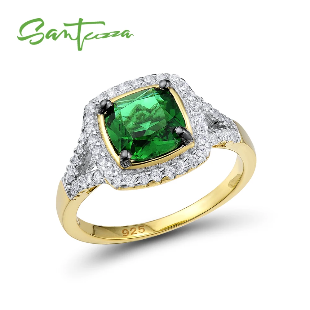 SANTUZZA, серебряное кольцо для женщин, 925 пробы, серебряное, модное, золотого цвета, кольца для женщин, кольцо с кубическим цирконием, вечерние ювелирные изделия