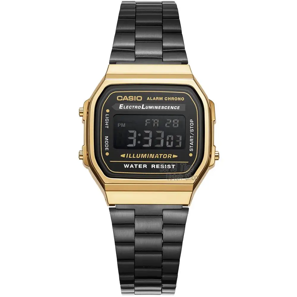 Casio часы золотые часы мужчины лучший бренд класса люкс LED цифровые водонепроницаемые кварцевые мужские часы спортивные военные наручные часы relogio masculino reloj hombre erkek kol saati montre homme zegarek meski - Цвет: A168WEGB1B-1