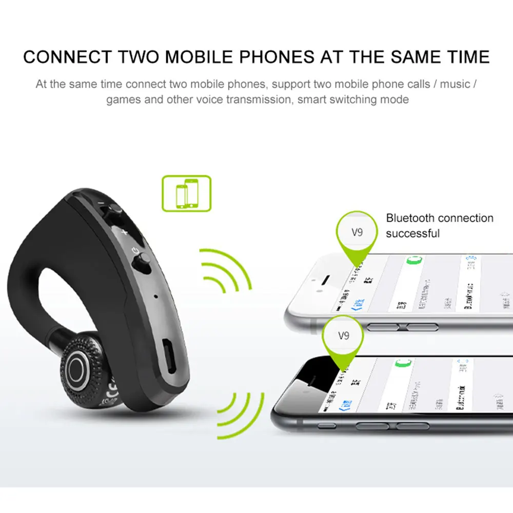 Новинка V9 беспроводные bluetooth-наушники с громкой связью, с управлением шумом, Бизнес Беспроводная bluetooth-гарнитура с микрофоном для спорта и вождения