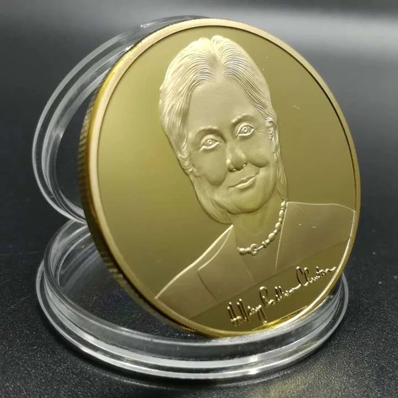 10 шт. железная женщина Клинтон 1 OZ 24K покрыто настоящим с позолотой знак в