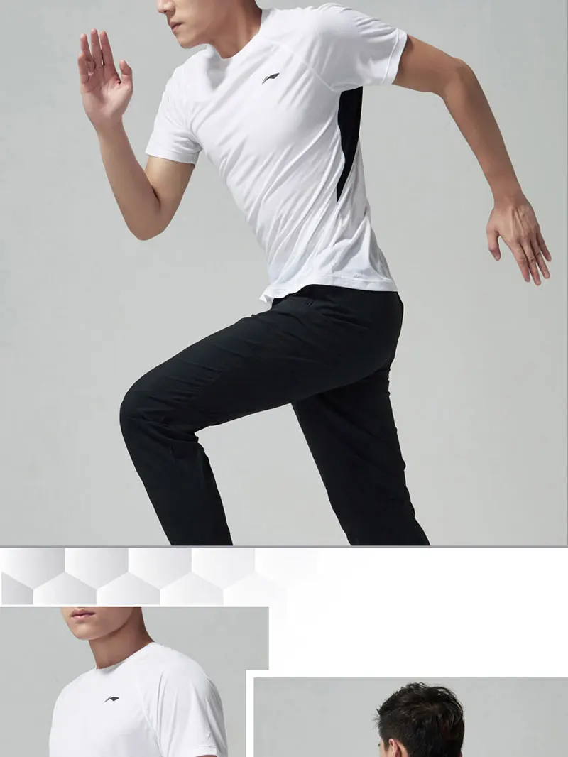 Li-Ning, мужские футболки для бега, для бега, для сухой, смарт, полиэстер, облегающая футболка, подкладка, спортивные футболки, топы ATSN093 MTS2795