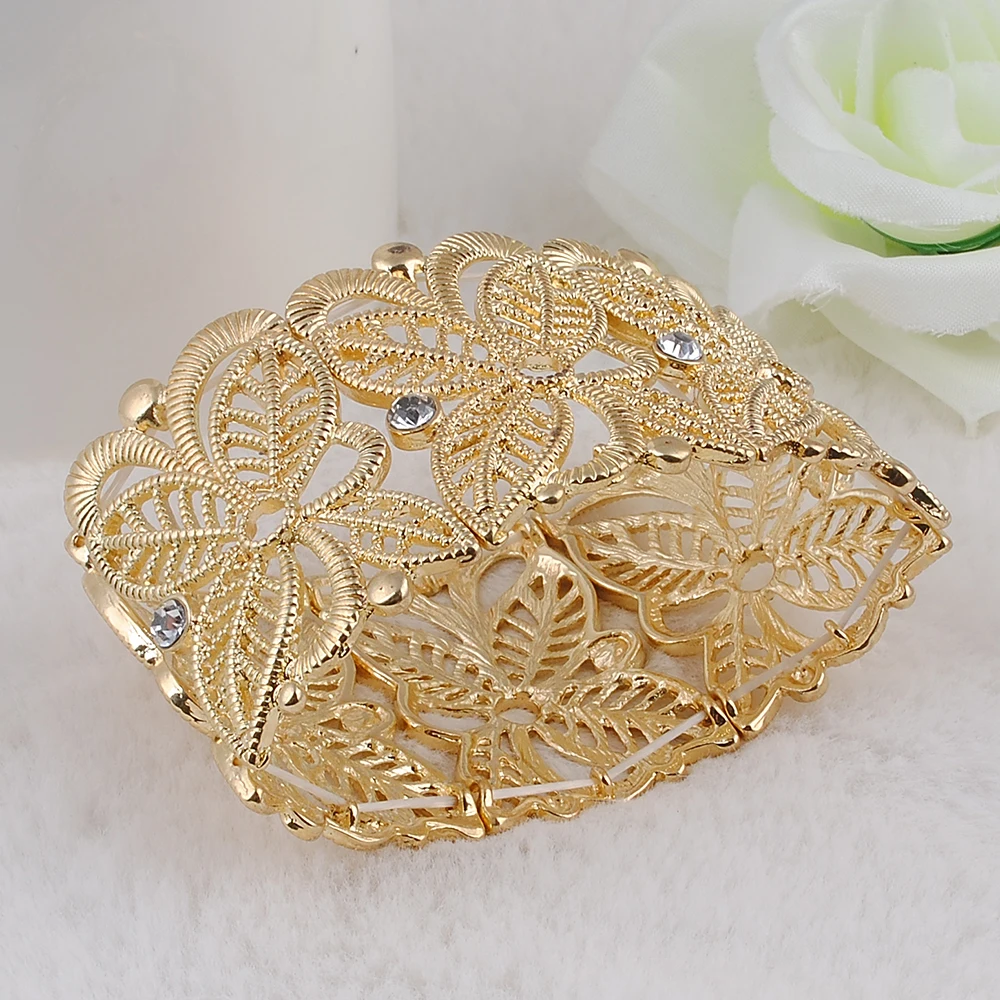 Женский винтажный браслет с полым золотым цветком в форме индейки регулируемые