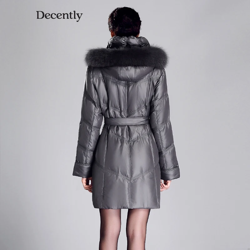Decently 2017 Новинка женское пальто зимняя куртка женщины парка лиса Мех Пуховик