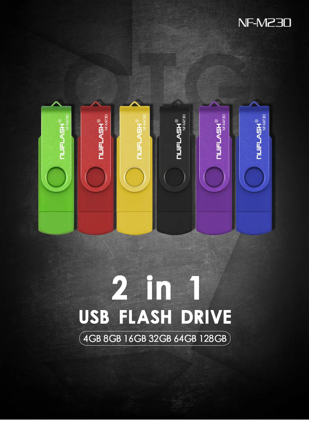 Nuiflash двойное использование Android OTG USB флеш-накопитель 4 ГБ 8 ГБ 16 ГБ 32 ГБ 64 ГБ USB 2,0 Флешка флеш-накопитель Micro USB