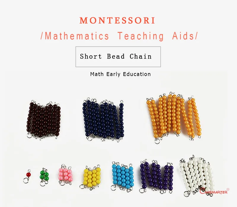 Короткие бусы материалы montessori математические игрушки для детей От 3 до 6 лет Номер практика развивающая игрушка дошкольного возраста цветной шарик цепи MA118-NX3