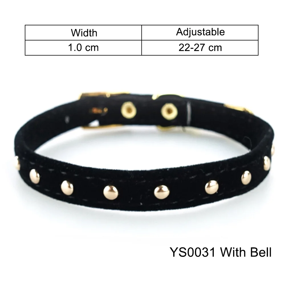black-YS0031 Однотонный ошейник для кошек с колокольчиком, безопасные ошейники для кошек, регулируемый ошейник для щенков, маленьких собак, кошек, ошейники для домашних животных YS0031 - Цвет: black-YS0031