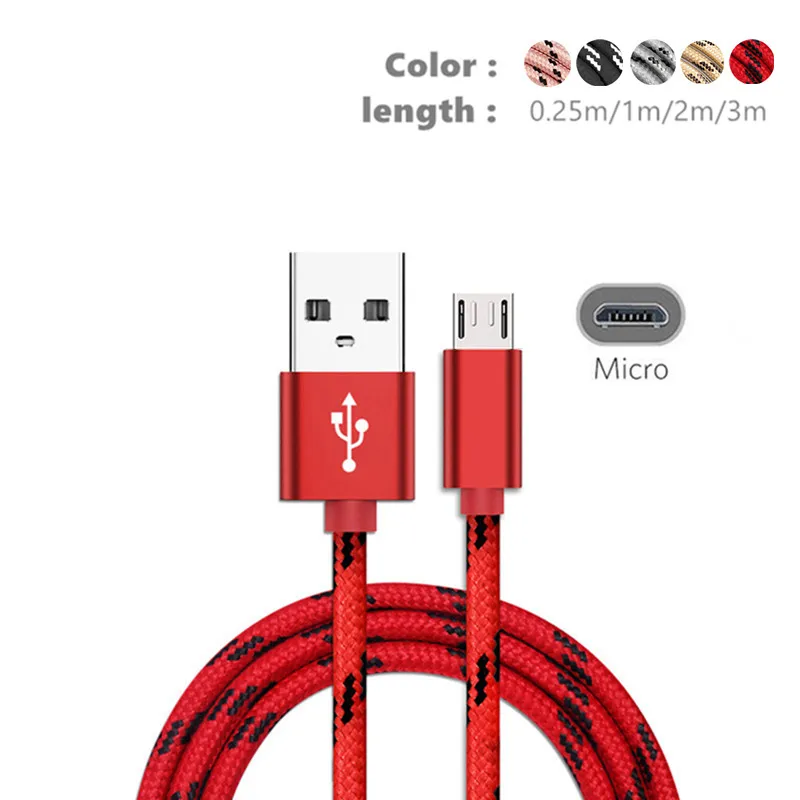 Нейлон все микро-usb для устройств на аndroid синхронизации данных и зарядный кабель для Redmi; Huawei MediaPad M3 M2 M1 Honor 6X, Y6ii GX8, наслаждаться 5S 5 зарядный кабель
