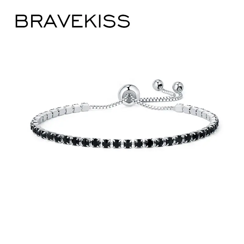 Женский браслет с фианитом BRAVEKISS 4 цвета регулируемый для тенниса подарочные