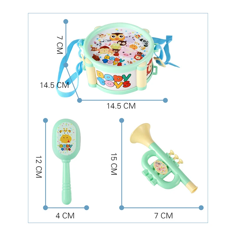 6pcs/set Educational Children Toy set Instruments Kit Drum Small Sand Hammer Horn Kits Early Baby Toys Gift | Игрушки и хобби