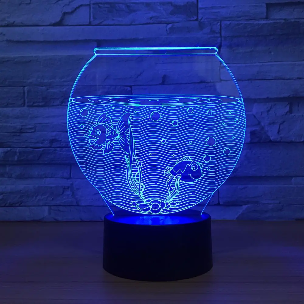 Акриловый 3D ночник в форме аквариума светодиодсветодиодный иллюзия USB RGB