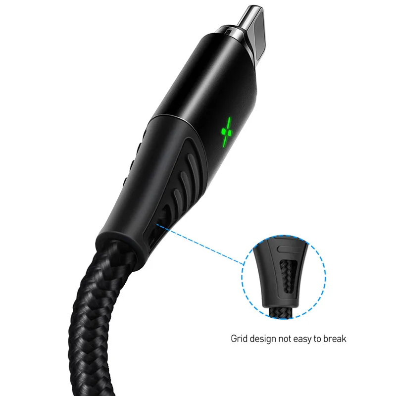 Магнитный для iphone кабель синхронизации данных нейлоновый Плетеный светодиодный