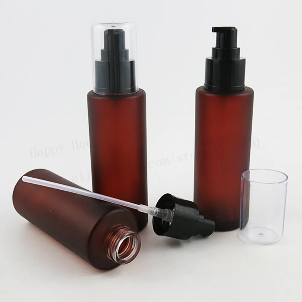 360 шт. x 100 мл матовая зеленая Янтарная круглая стеклянная бутылка с черным