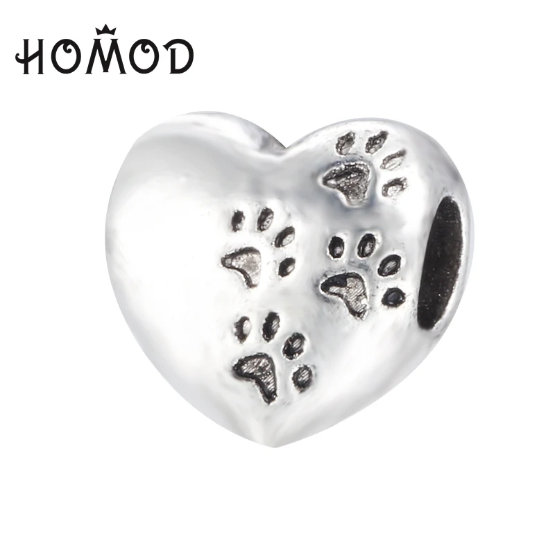 

HOMOD European Silver Color Delicate Angel Wings Heart Charm Beads Fits Pandora Fit Brand Bracelets For Women DIY Jewerly Making