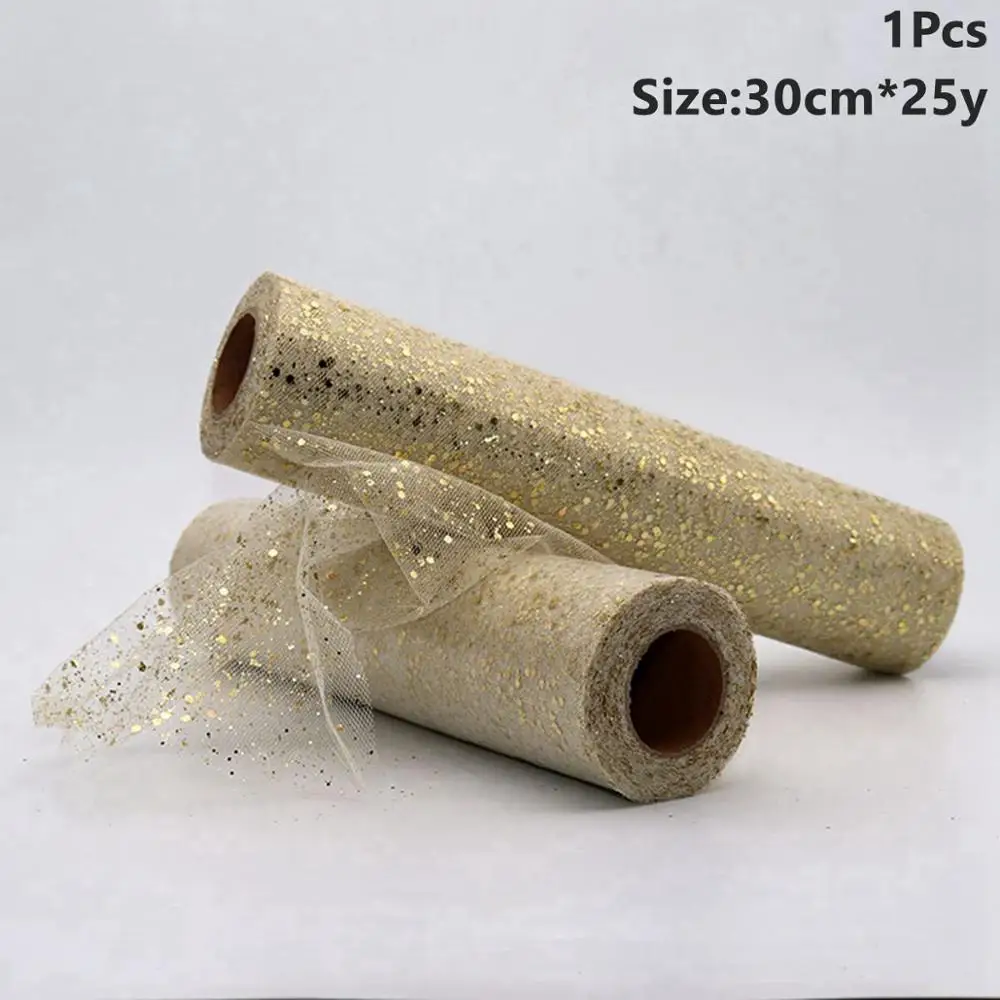 Tulle Roll 34 Taoup 5 см 15 см 30 см органза тюль в рулонах для свадьбы Вечерние Декор день рождения Babyshower блесток сетка тюль рулон ткани ленты 25 ярдов DIY - Цвет: Tulle Roll 34