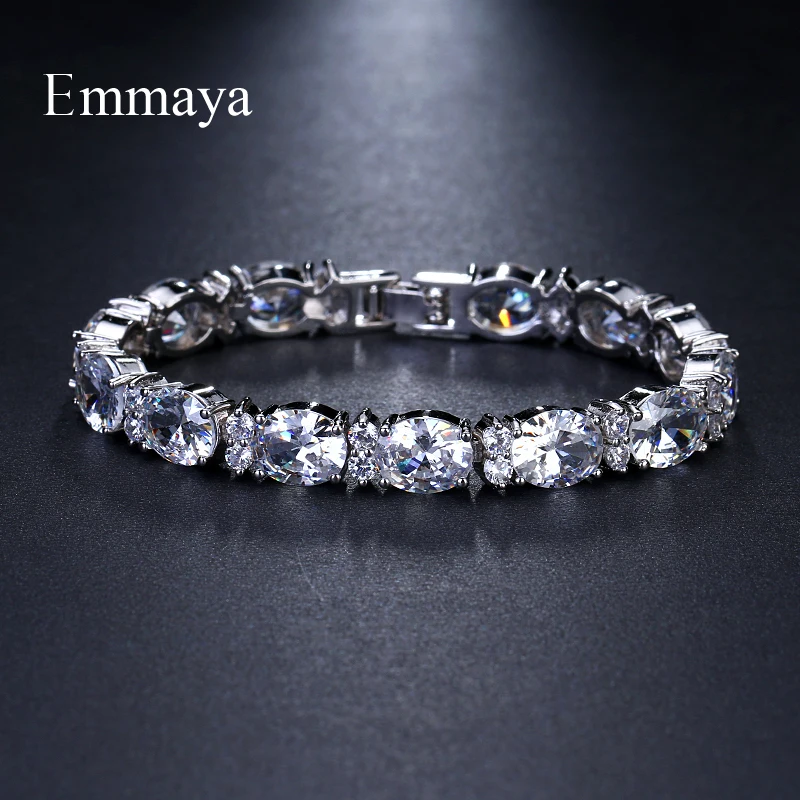 Бренд Emmaya Роскошные простые AAA кубический белый циркон Многоцветный Геометрические браслеты для женщин популярный подарок на день рождения