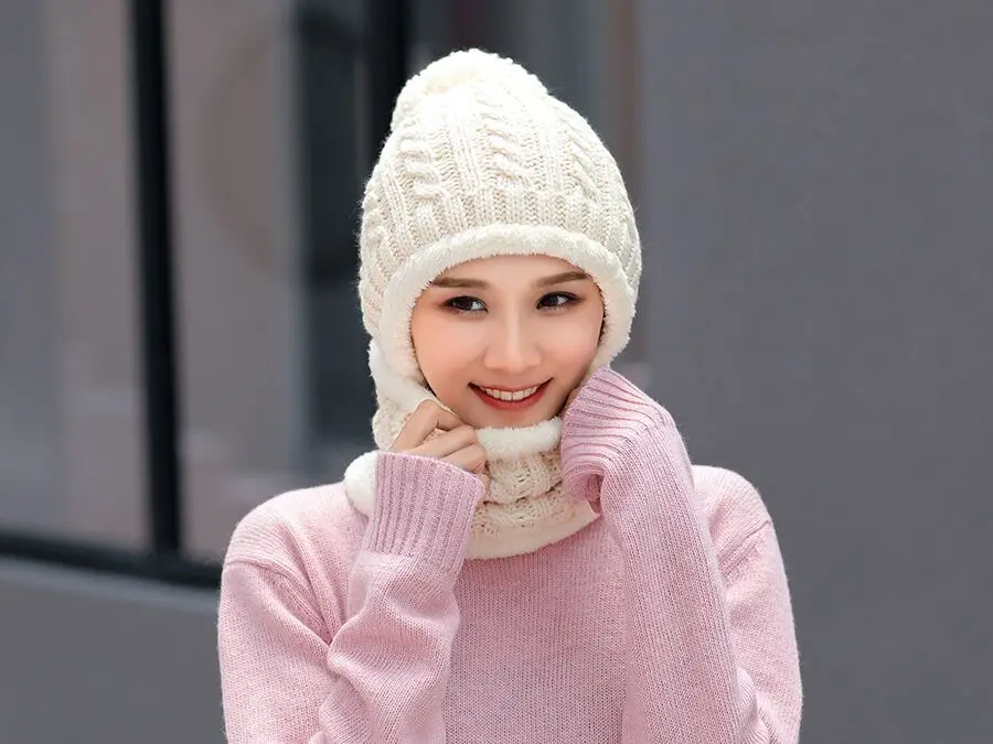 MAERSHEI зимние Skullis Beanies набор шапки и шарфа с помпоном для женщин и мужчин шерстяная шапка s Балаклава маска Gorras Bonnet вязаная шапка