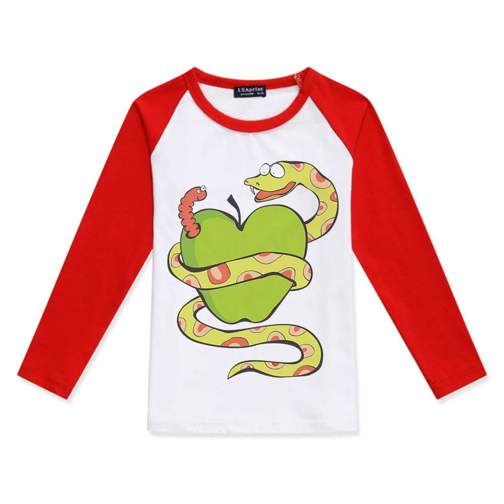 

Children Clothing Girl Raglan Long Sleeve Tops Boys Tshirt Insect And Snake Printed Boy T-Shirt Fashion Hipster Kids O-Neck Tees