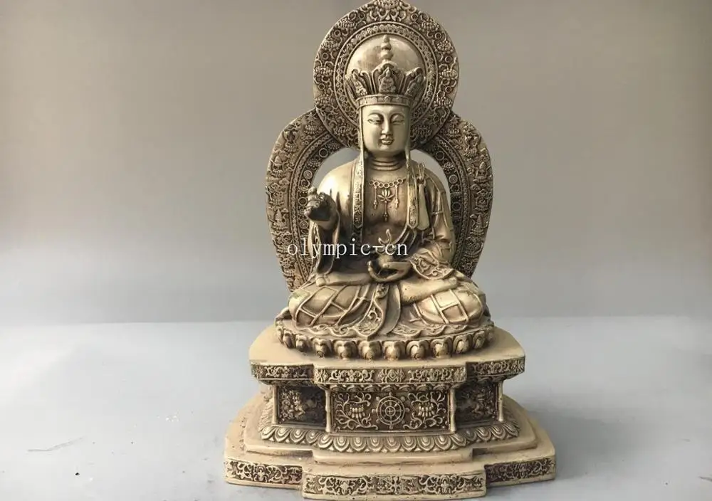 

11''tibetan bronze silver buddhism buddha Tang Monk Ksitigarbha Bodhisattva