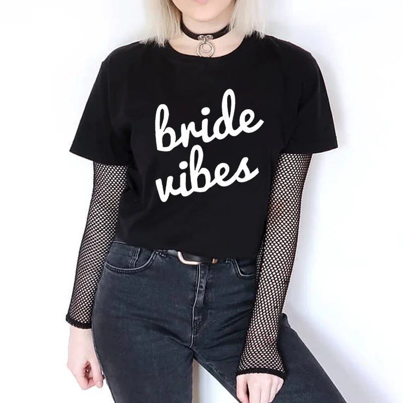 2018 женская футболка Bride Vibes рубашка для невесты свадебная подружки крутые