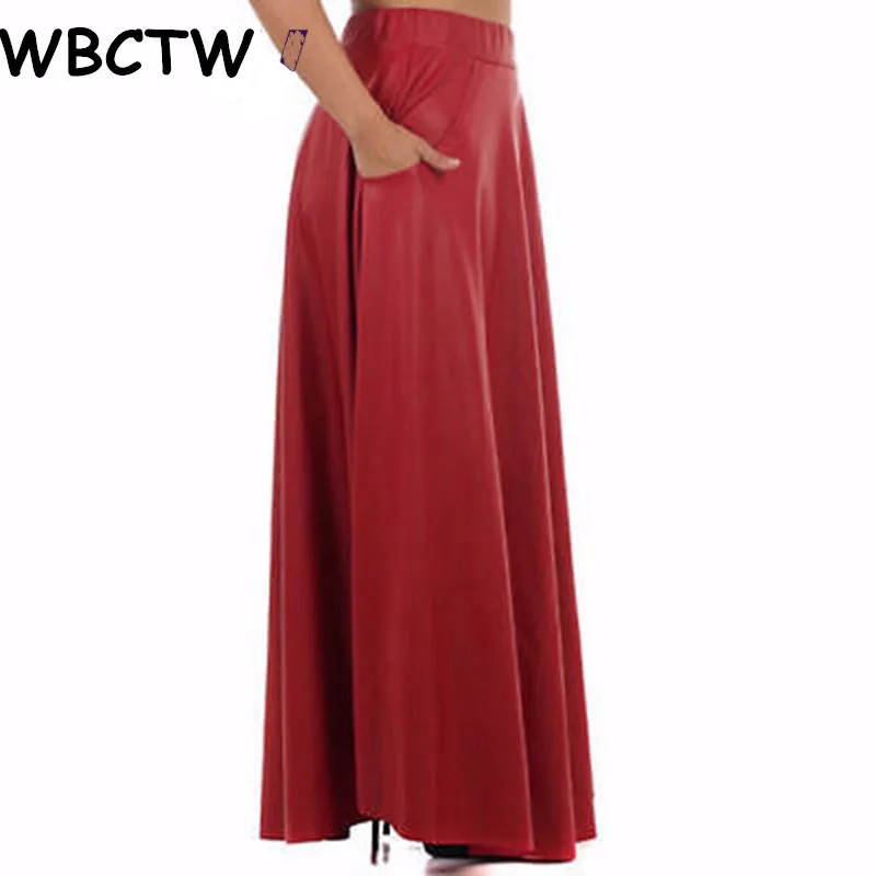 WBCTW Jupe Cuire Grande Tai макси мода эластичный пояс осень из искусственной кожи юбка 2019