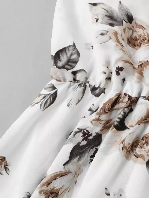 Женское платье с цветочным принтом летнее Плиссированное мини-платье без