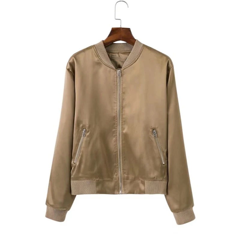 NVZHUREN Solid Pink Bomber Jacket Long Sleeve Autumn Women Cotton Coats Winter Spring Femme Basic Outerwear For Woman | Женская одежда