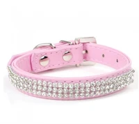 luxury small pet diamond collar pet products cat dog puppy supplies pink rhinestones xs l bling leather buckle crystal collars