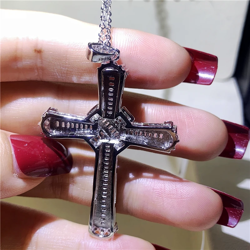 Кулон в виде большого Креста из серебра 925 пробы с фианитами|Подвески| |