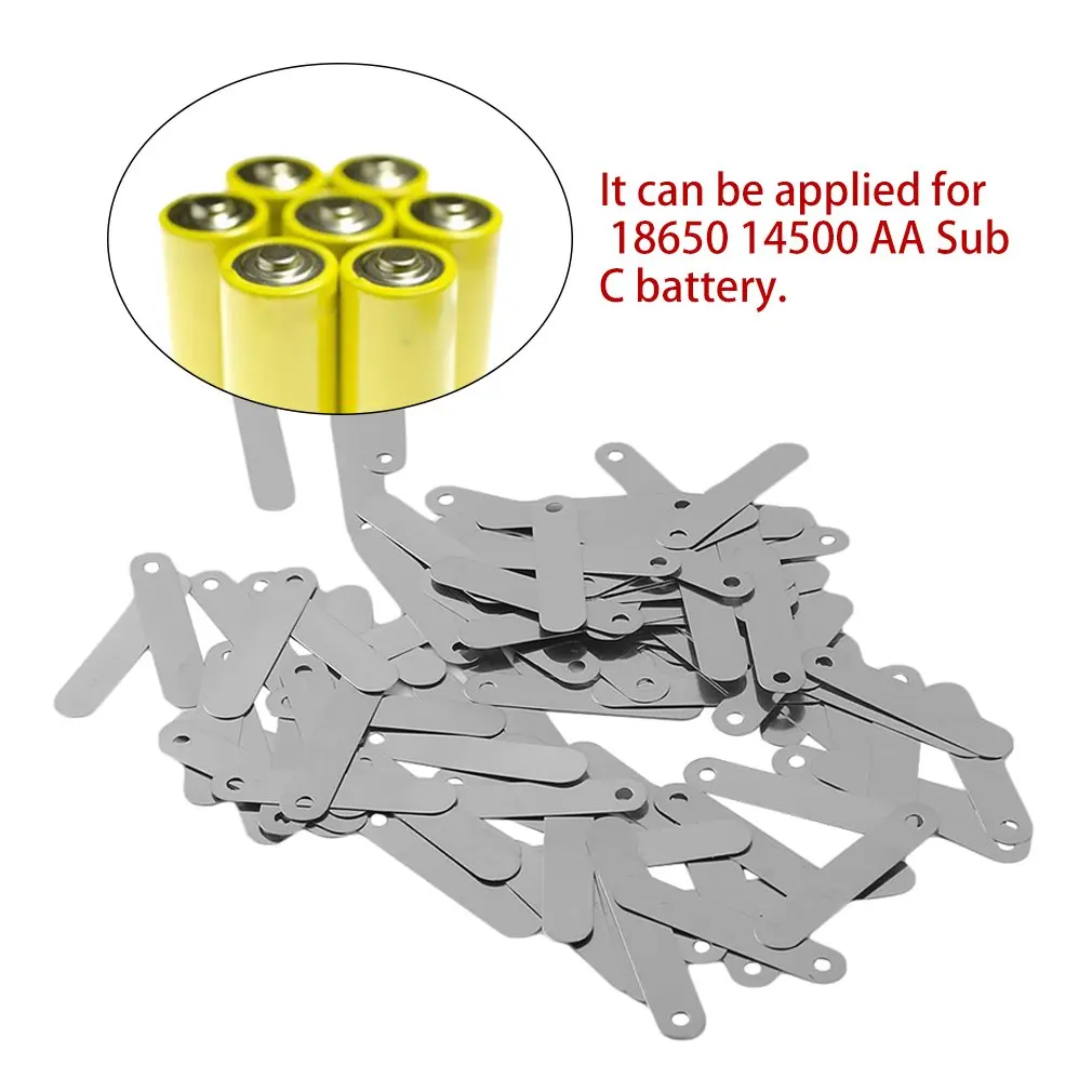 100 шт./компл. Профессиональный проводящий листовой материал 2,5*0,5 см ушко под пайку подходит для 18650 Перезаряжаемые Батарея ячеек серебро
