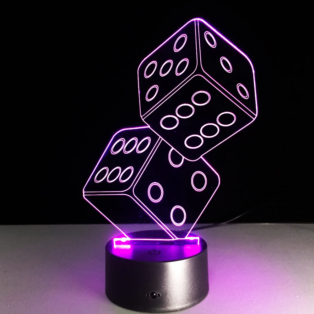 

Dice 3D Night Light Acrylic Colorful Atmosphere Lamp Stereo Vision Lamp Bedroom Night Light Gifts For Friends Poker Lovers Light