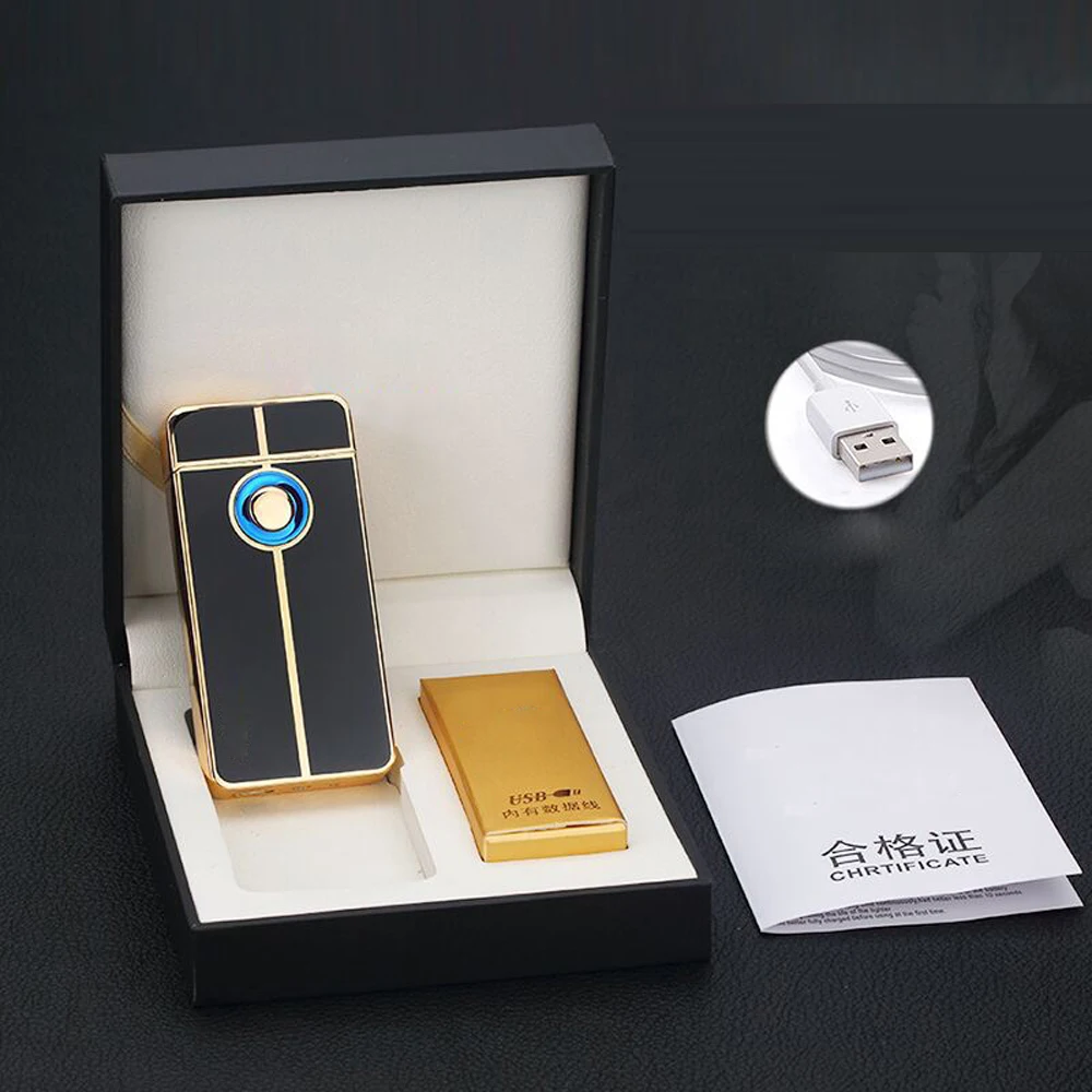Перезаряжаемая USB зажигалка сенсорная двойная 2018 Электронная для сигарет