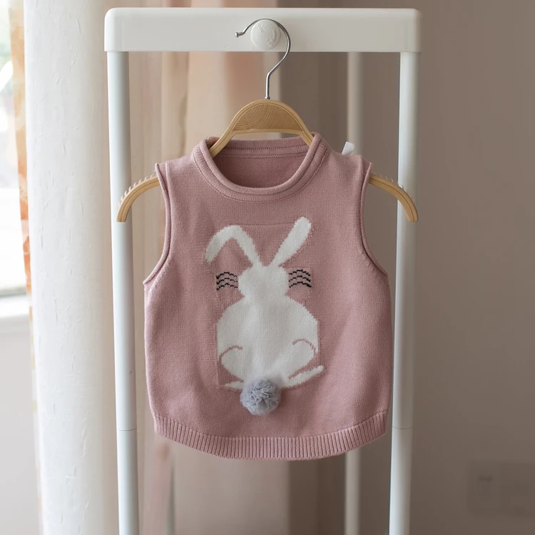 Детский свитер с рисунком кролика для девочек на весну и осень свитера Свитера