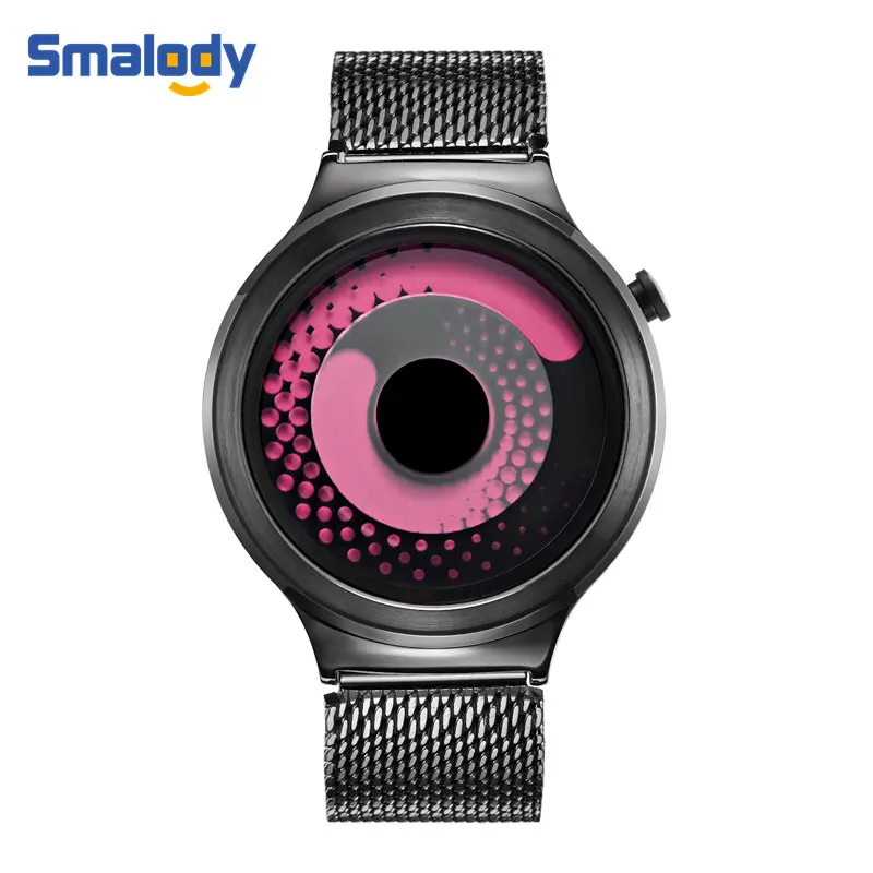 Smalody Swirl Pointer кварцевые наручные часы креативные вращающиеся наручные часы из нержавеющей стали с сетчатым ремешком спортивные часы мужские часы - Цвет: Красный