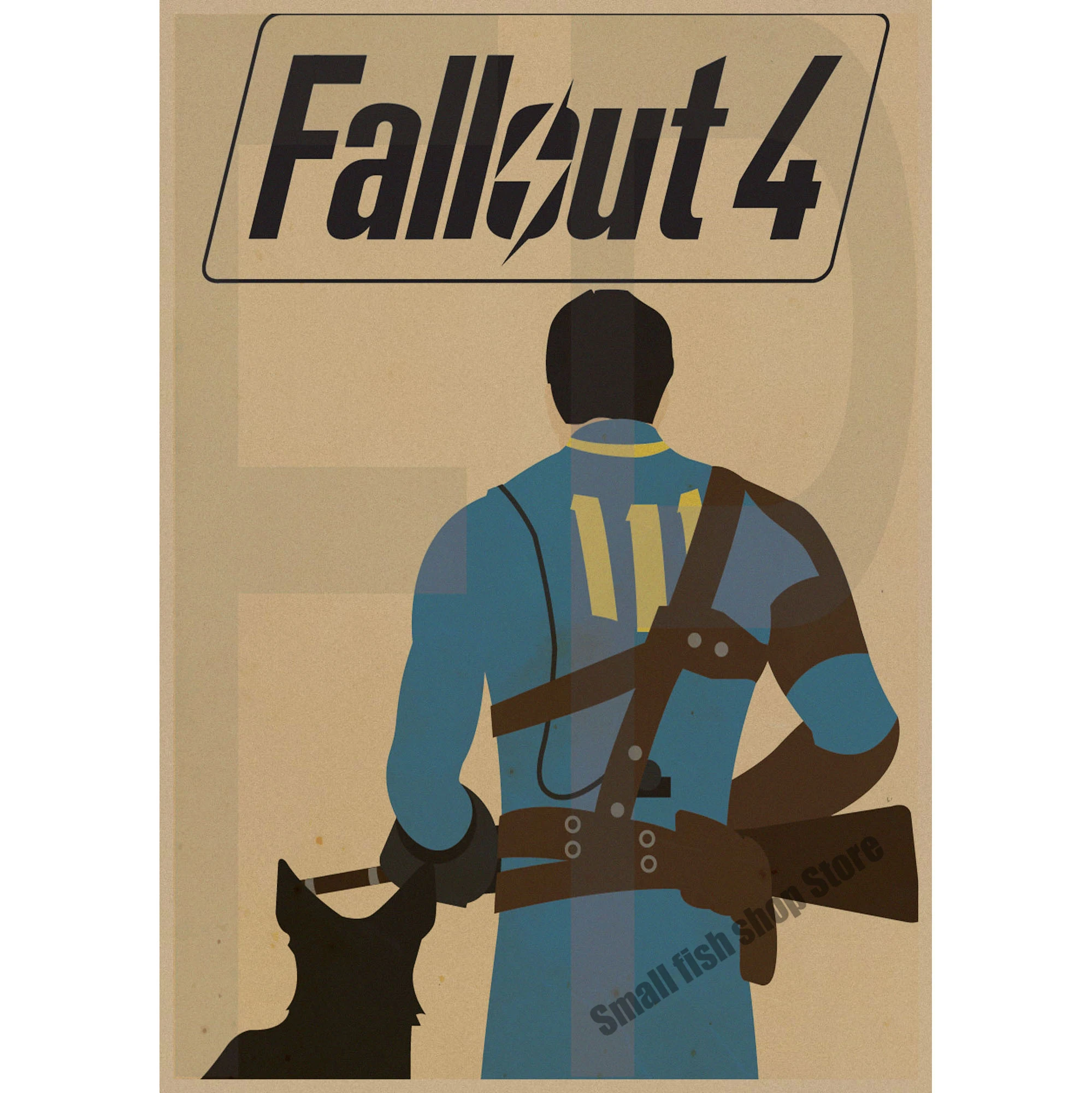 Fallout серия игра Ретро плакат ретро крафт-бумага кафе домашний декор живопись Наклейка на стену - Цвет: Синий