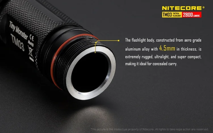 NITECORE TM03 2800 люмен 4xcree XHP70 светодиодный тактический фонарь+ Перезаряжаемые Батарея для кемпинга, охоты, рыбалки восхождение лампа