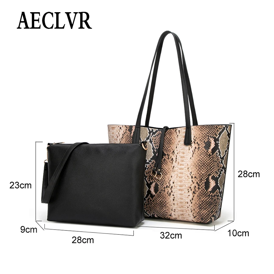 AECLVR Women Bag Vintage Messenger Bags Shoulder Handbag Top-Handle Crocodile Pattern Composite Purse Wallet Leather | Багаж и сумки