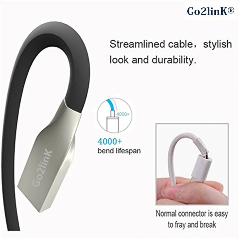 Кабель Micro Usb с защитой от узелков плоский кабель из цинкового сплава 3 фута 1 м