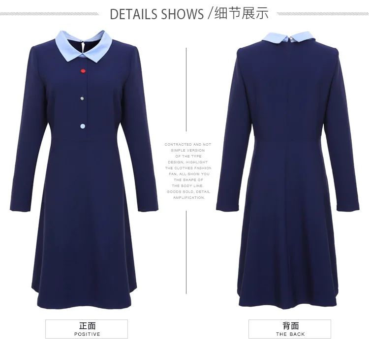 Бесплатная доставка плюс размер женское осеннее платье воротник Питер Пэн