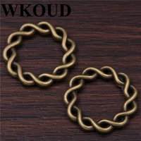 wkoud 30pcs ancient bronze wax karma circle ring charms bracelet diy fashion jewelry 20mm