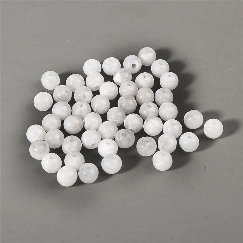 White Wholesale 6mm 8mm 10mm Acrylic Clouds Beads Effect Round BEADS Spacer Loose Beads For Jewelry Making DIY Bracelet - Цвет: White