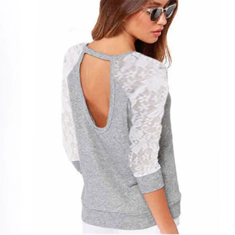 Sudaderas mujer 2018 осенние женские джемперы кружевное вязаное крючком толстовки с